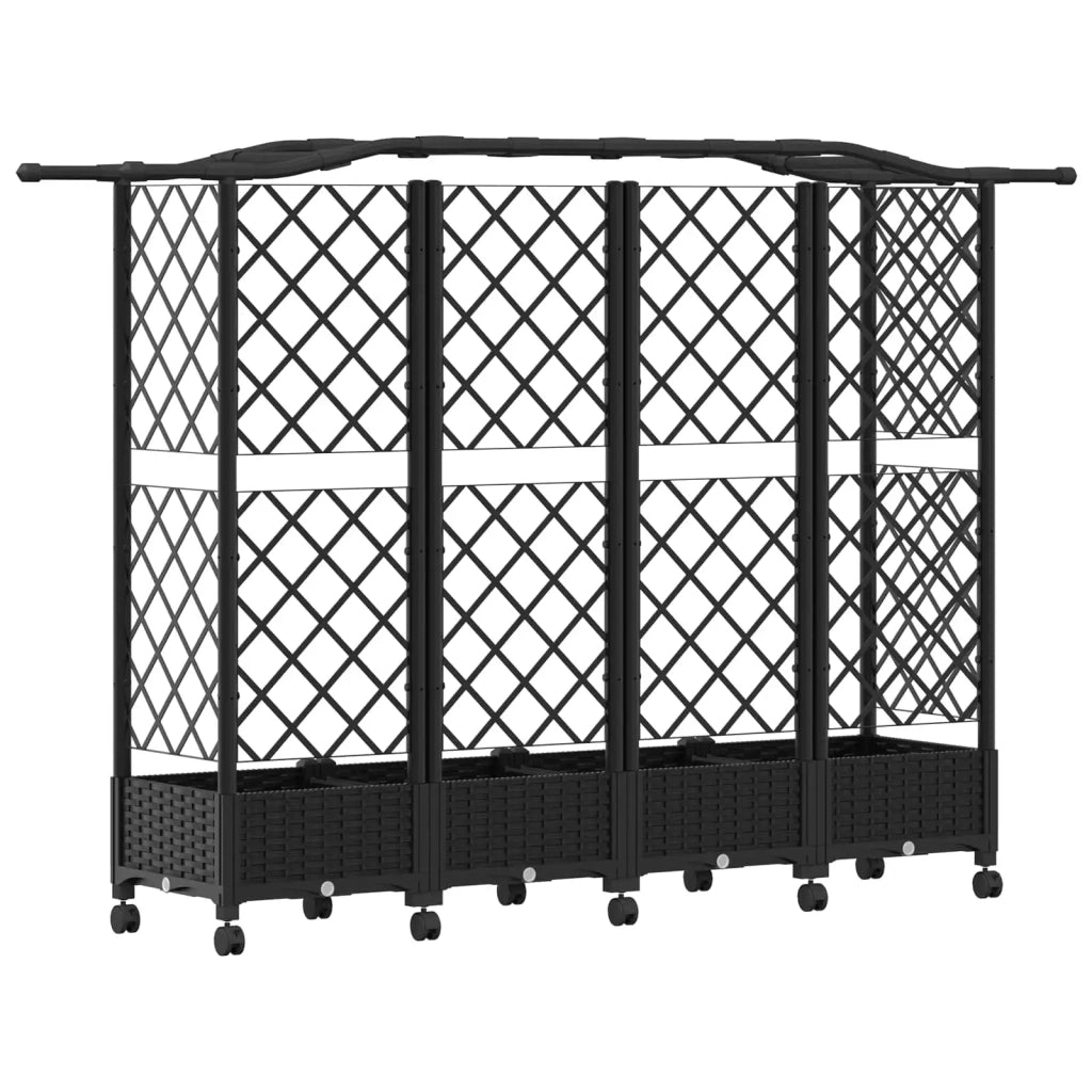 Letto Rialzato con Griglia e Tetto Nero 203,5 x 40 x 129 cm PP 3423153
