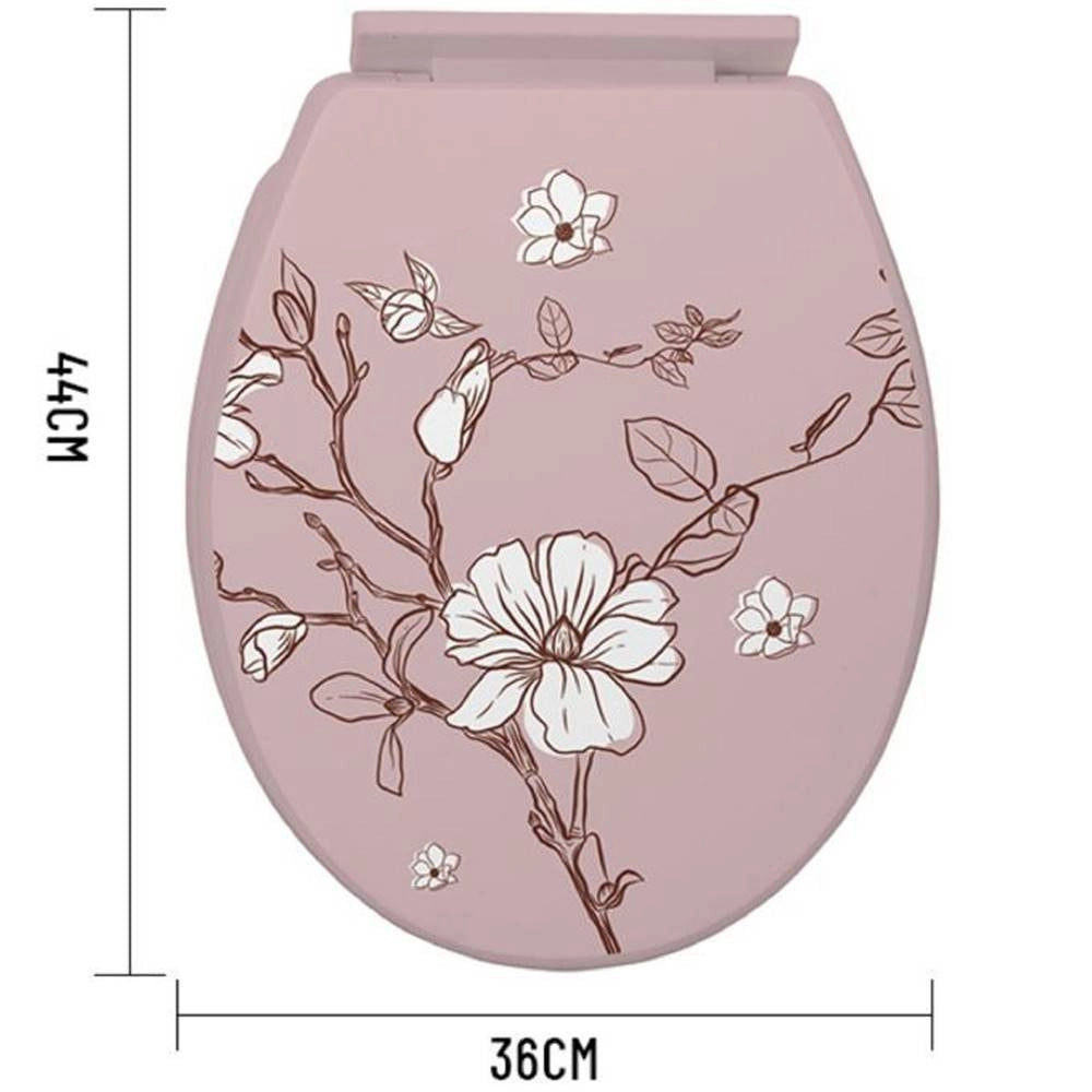 Trade Shop - Copriwater Universale In Plastica Super Resistente 44x36cm Decorazione Floreale -