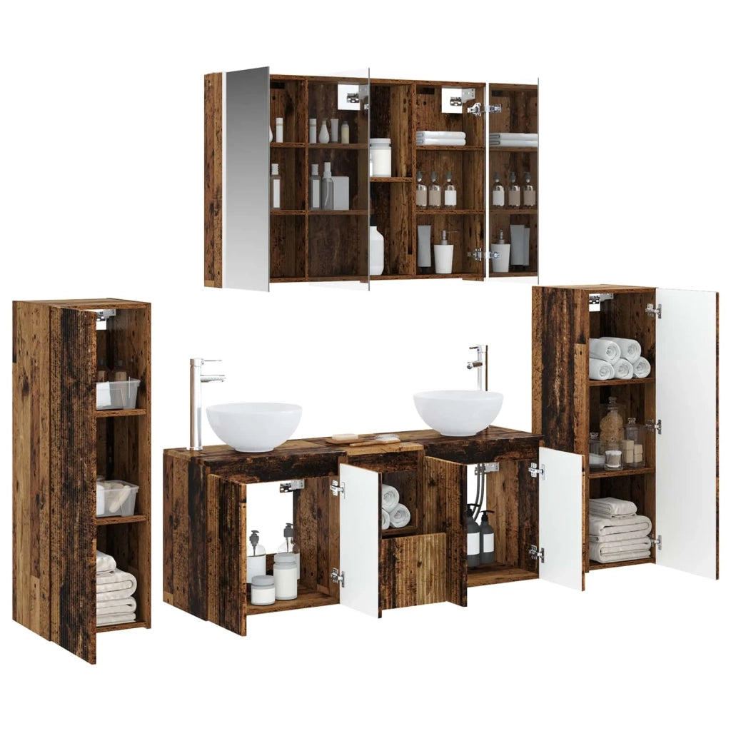 Set di mobili per il bagno 6 pcs Legno antico 3407157