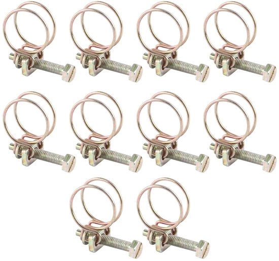 Set di Slangklem RVS 10 pz - Doppia Fitta - Adattabile - Impermeabile - Facile da Usare - Kit di Fitte per Sfinter