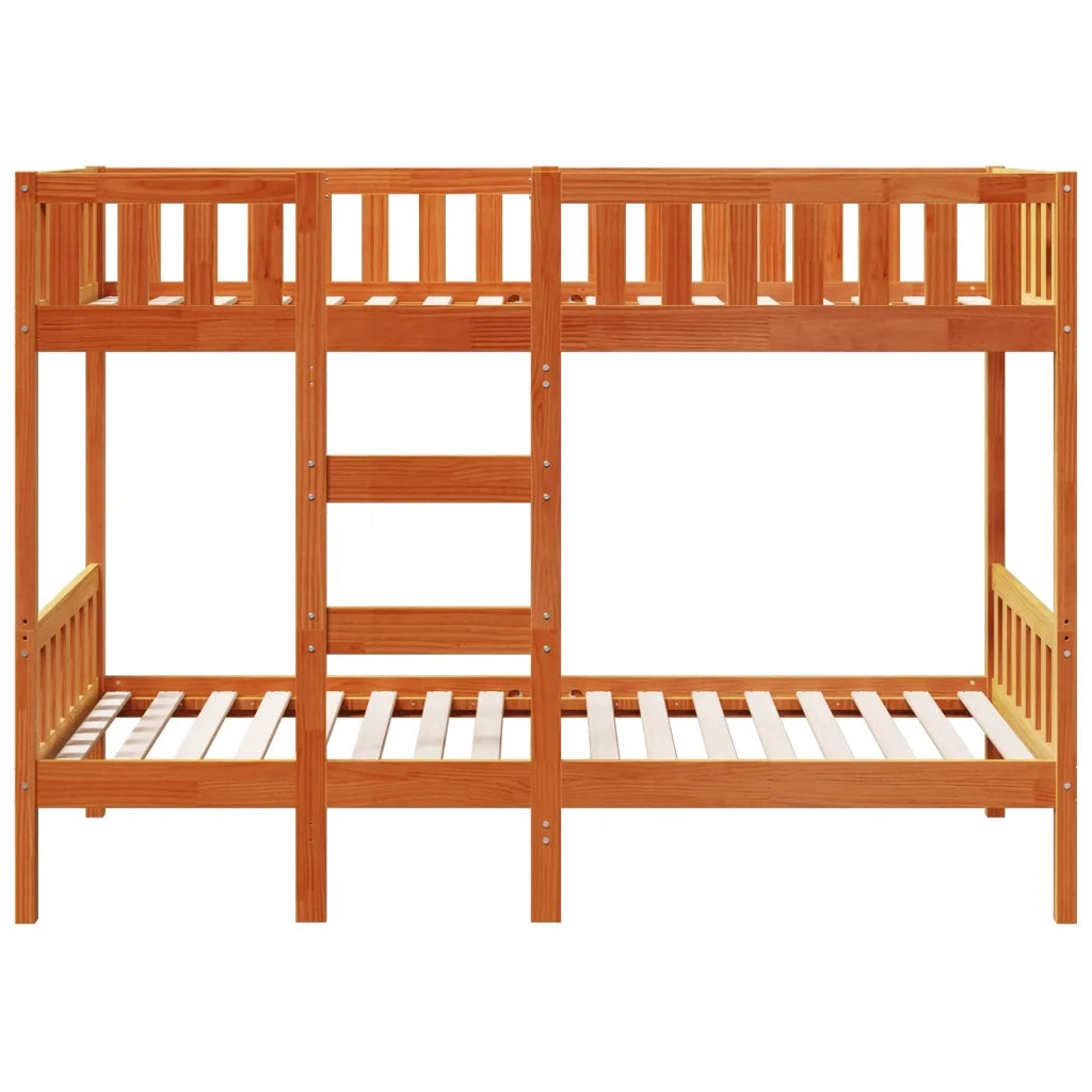 Letto a Castello Marrone Cera 90x190 cm in Legno di Pino