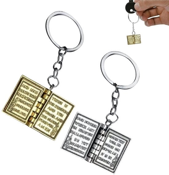Bilancia con due ganci per chiave - Miniatura di una borsa bibbia - Chiave per la religione - Regalo cristiano - Zinco - 3,5 x 2,5 cm