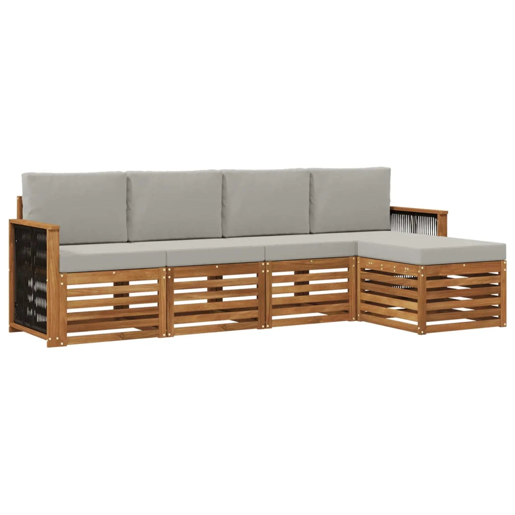 Set di divani da esterno 5 pz Naturale e Grigio Chiaro 3384232