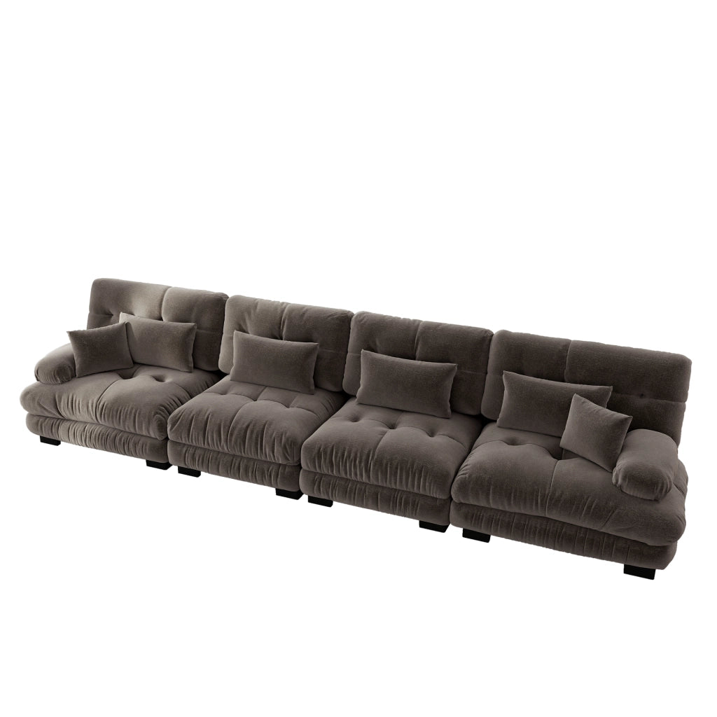 Divano Angolare Modulare 4 Posti ¨C Xylo ¨C Chenille Marrone, Sofa Letto
