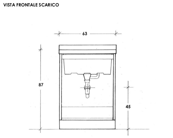 Mobile Lavatoio 63x60x87 cm 2 Ante Asse in Legno Montegrappa Acqua Marella Bianco Lucido