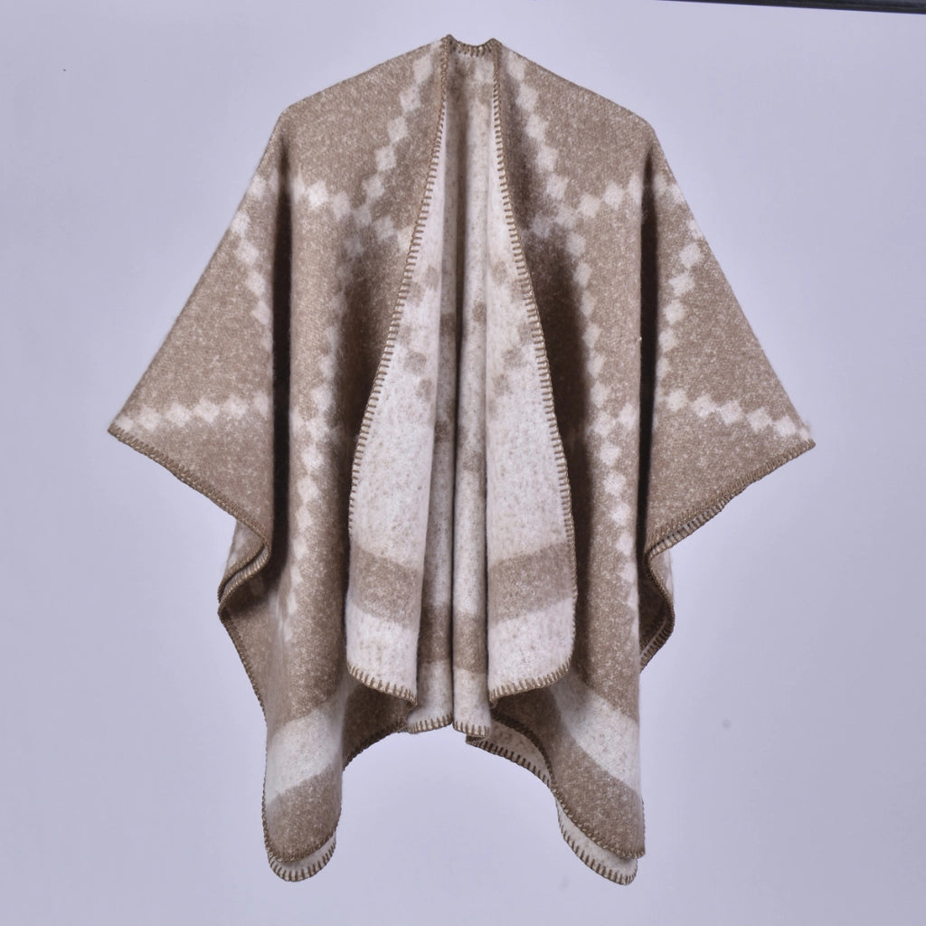Nuovo cappotto da donna in cashmere caldo, stile scialle retr¨°, con mantella spessa.