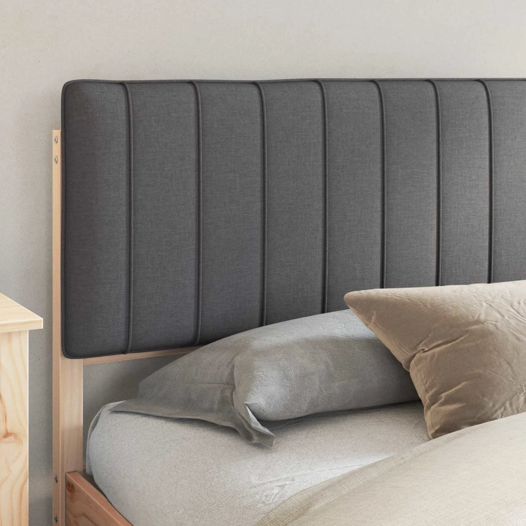 Letto con Testiera Rivestita Grigio scuro 200 x 200 cm 3405573