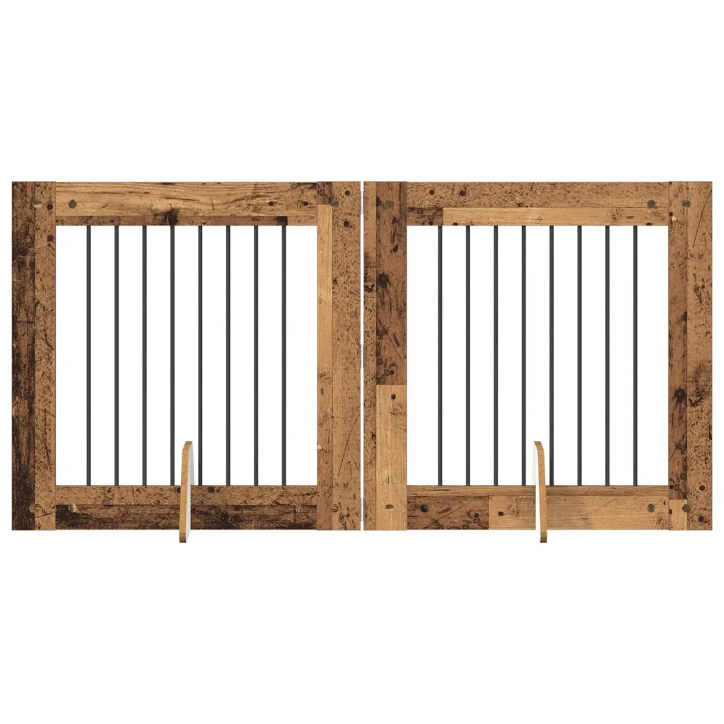 Cancello per cani con supporti 2 pcs Legno antico 80 x 80 cm 892077