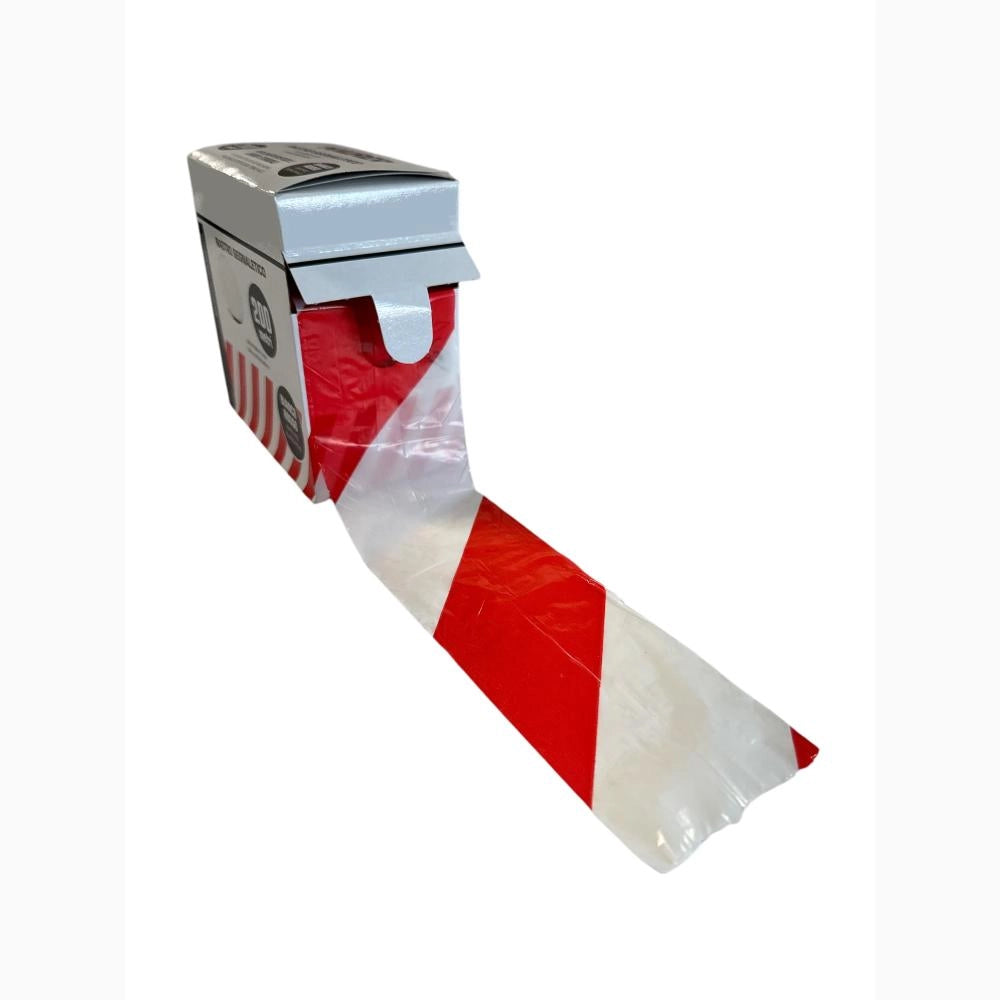 Nastro Segnaletico Bianco e Rosso in PVC 7 cm per 200 Metri con dispenser Conf. 24 pezzi
