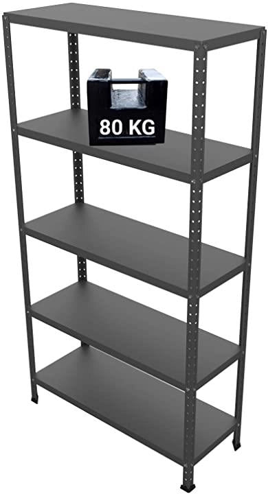 SCAFFALE IN METALLO ANTRACITE 5 RIPIANI 100 X 40 X H187 CM 80 KG PER RIPIANO