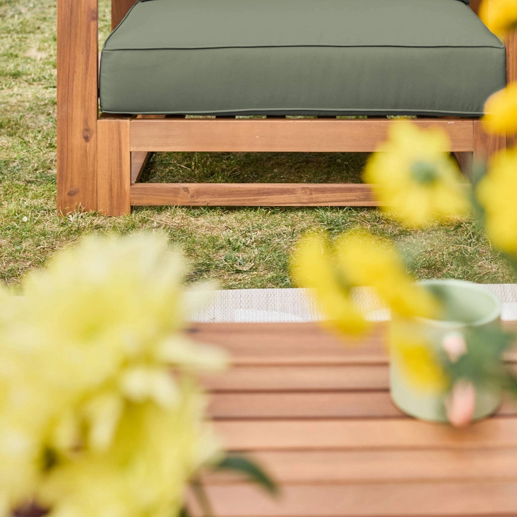 Salotto da giardino in legno, 5 posti, marrone naturale