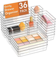 Set di organizzatori per cassetto trasparente, 36 pezzi, caddy, tavolo di appoggio per capi, sistema di organizzazione per cassetto per ufficio, cucina, trucco