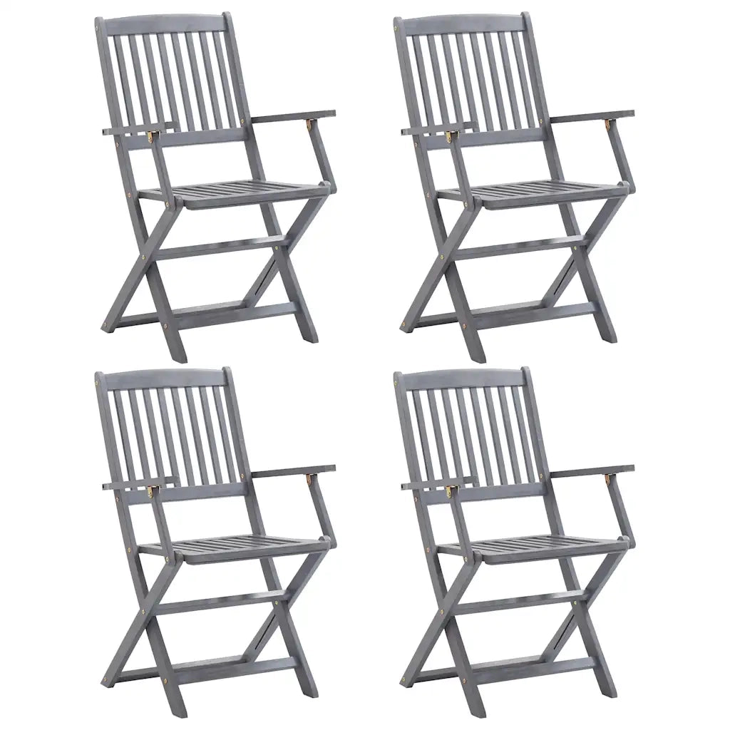 Set da Pranzo per Giardino 5 pz Legno Massello di Acacia Grigio