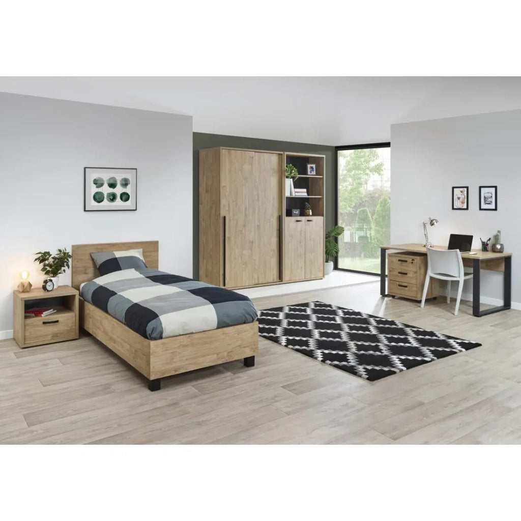 Tavolino da notte MEGEVE – 1 cassetto + 1 nicchia – Rovere dorato