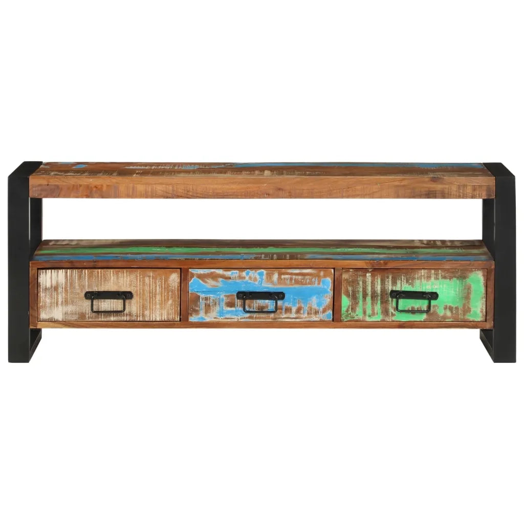 Mobile Porta TV 120x30x45 in Legno Massello di Recupero 351671