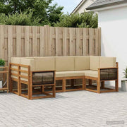 Set di divani da esterno 6 pz Naturale e Beige 3385494