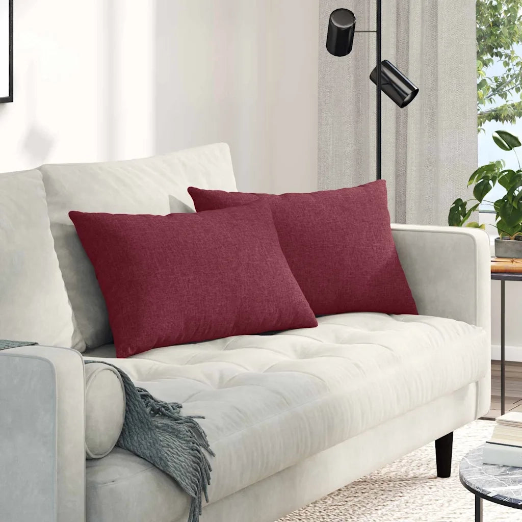 Cuscini da Divano 2 pcs Rosso Vino 60 x 40 cm Tessuto