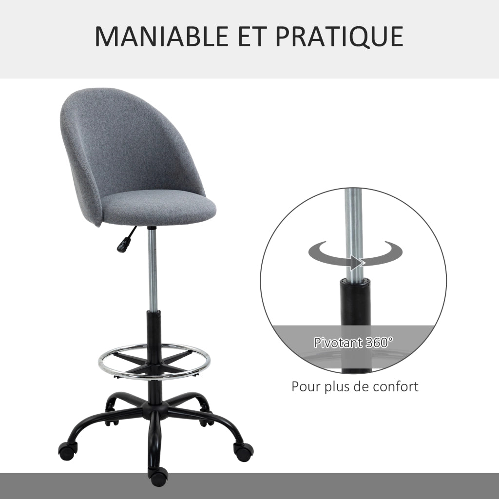 Sgabello da ufficio regolabile in altezza 105-125 cm ¨C Xylo ¨C grigio lino