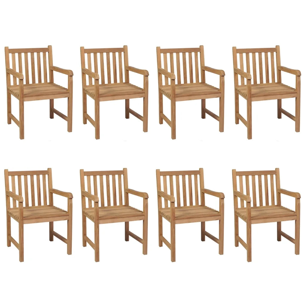 Sedie Giardino 8 pz e Cuscini Bianco Crema in Massello di Teak 3073075