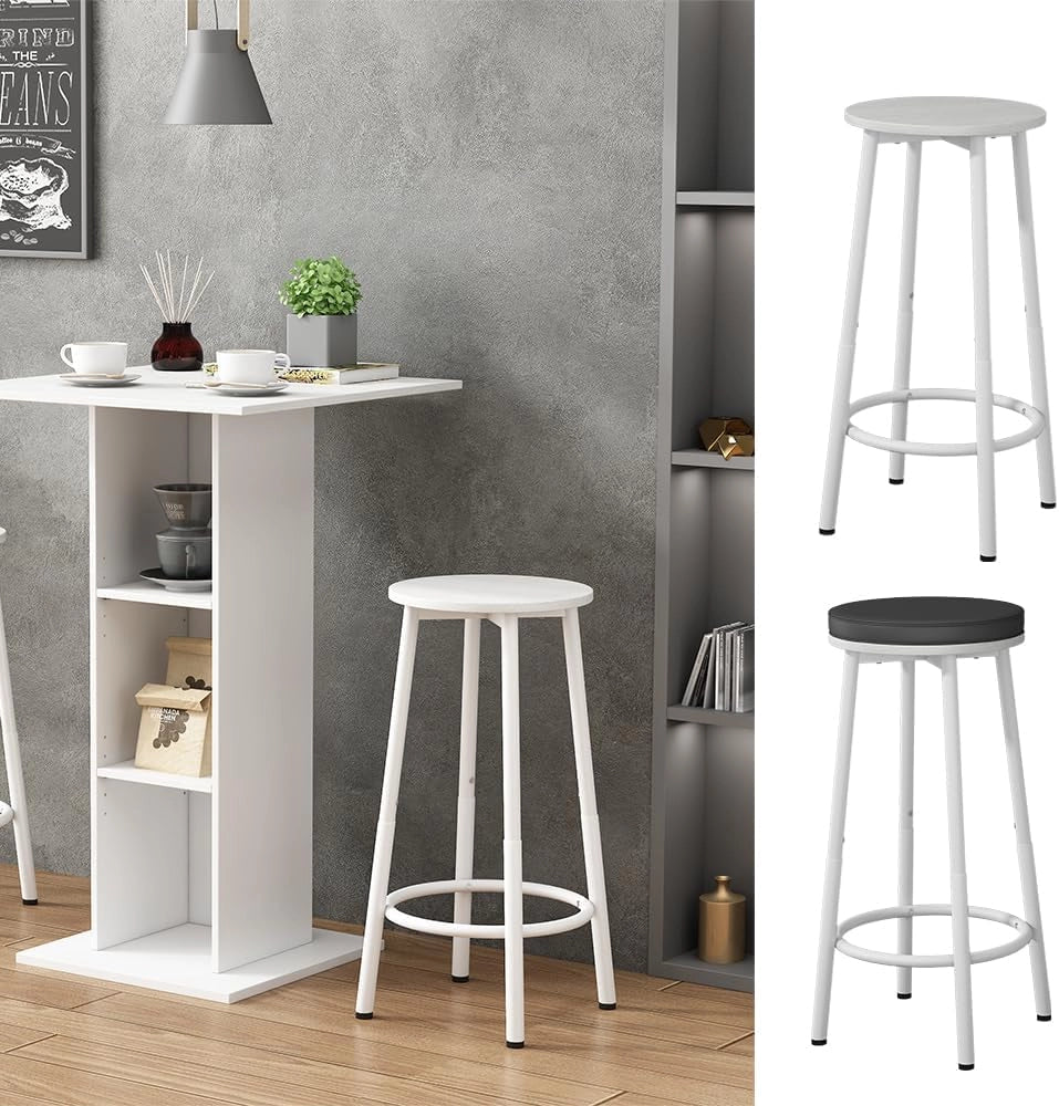 Set di 2 sgabelli da bar Edmonton, Bianco, 31.5 x 64 cm 2 parti, regolabile in altezza con poggiapiedi per posizioni di seduta flessibili