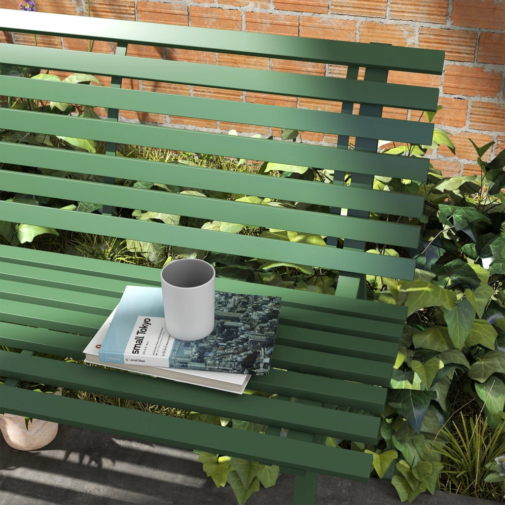 Panchina da giardino ¨C zephmum ¨C verde, alluminio, 123x67x79 cm