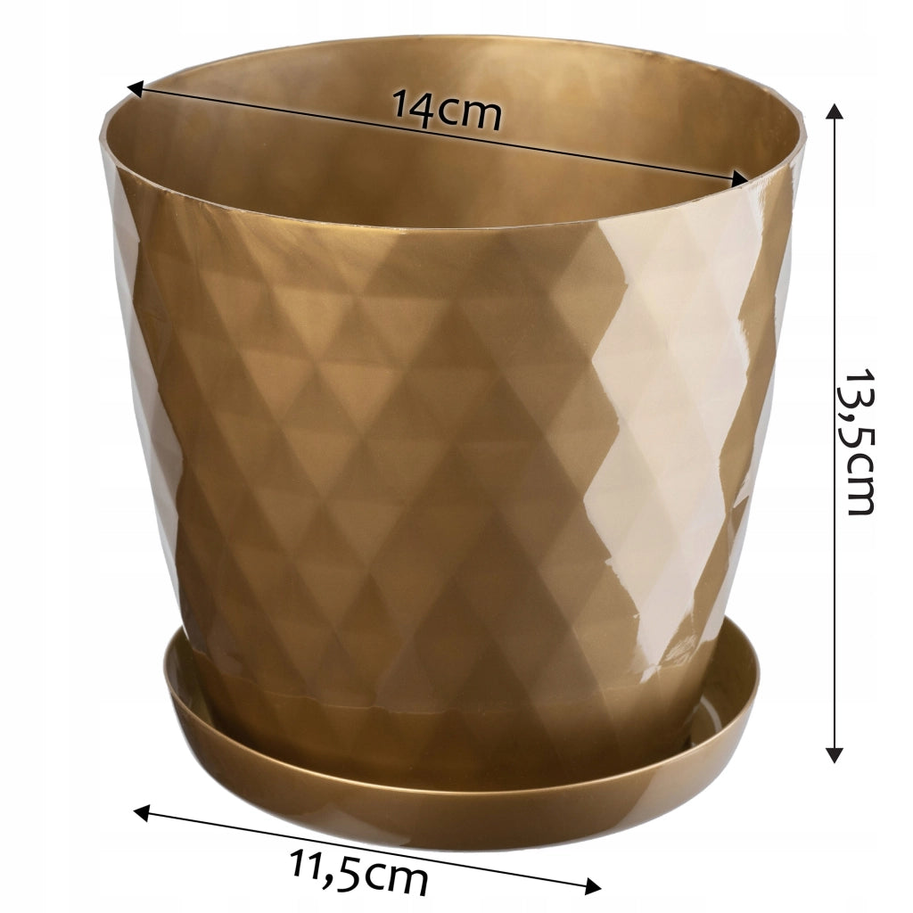 Vaso da fiori in plastica KADAX con supporto, coprivaso, 14 cm, oro, Kadax