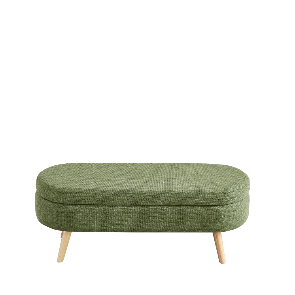 Panca contenitore imbottita con vano portaoggetti in chenille con fori di ventilazione verde 112 × 42 × 24,8 cm