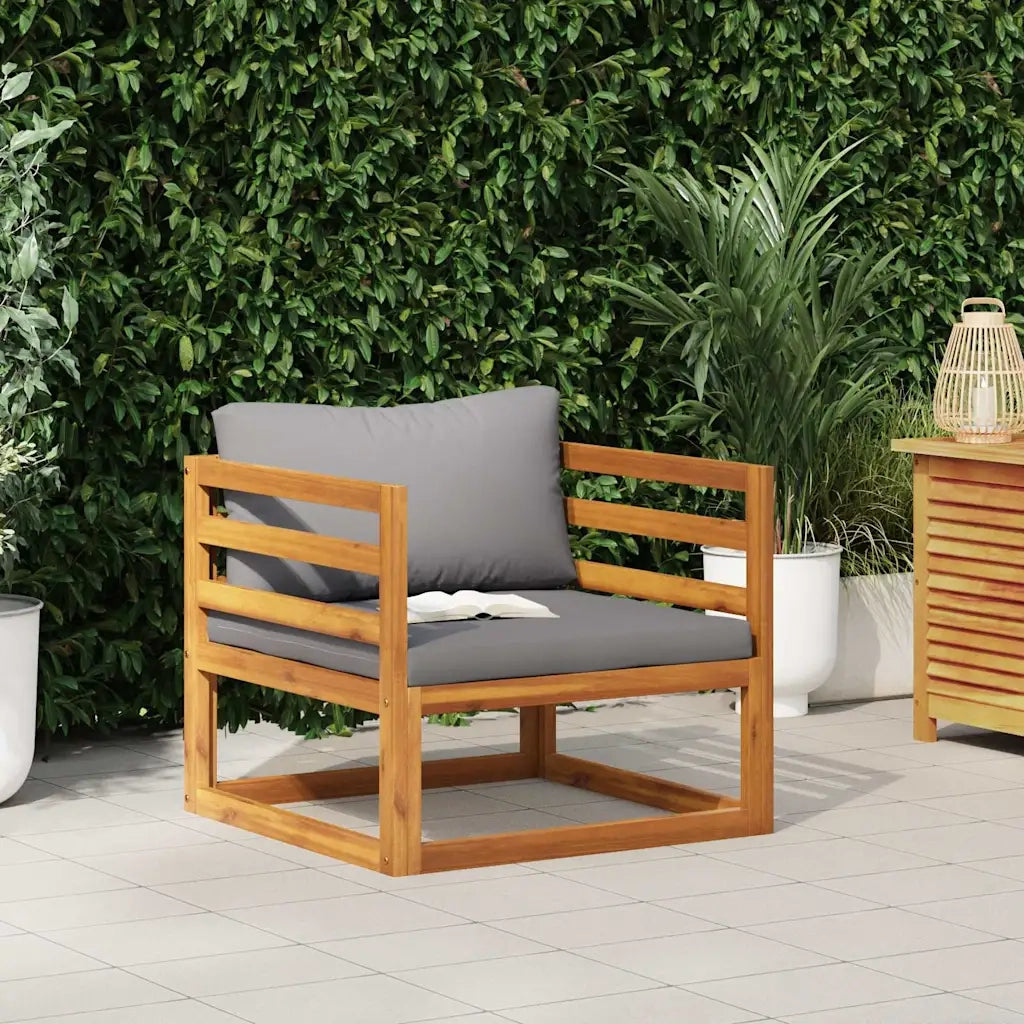 Sedia da patio-Sedia da Giardino con Cuscini Grigio Scuro Massello di Acacia