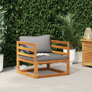 Sedia da patio-Sedia da Giardino con Cuscini Grigio Scuro Massello di Acacia
