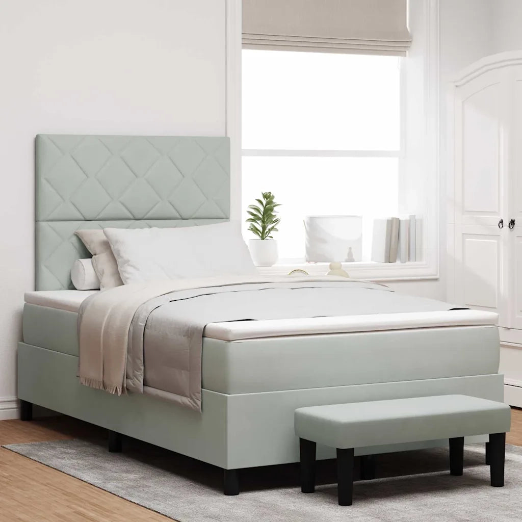 Letto a molle con materasso Grigio chiaro 120 x 190 cm Velluto 3344564