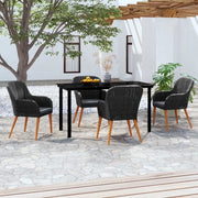 Set da Pranzo per Giardino 5 pz con Cuscini Nero cod mxl 42216