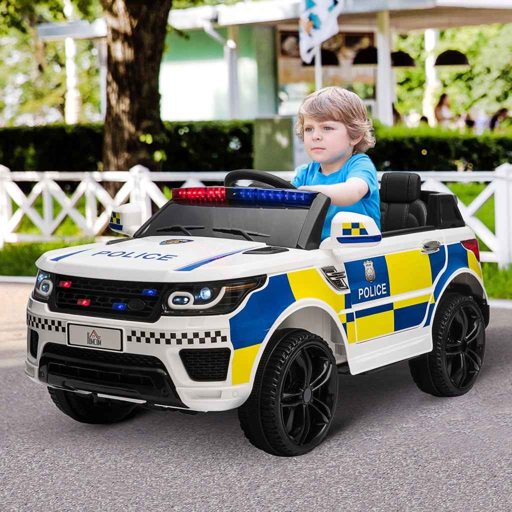 Auto Bambini Polizia Elettrica ¨C Zephmum ¨C Bianco 110x68x52cm