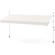 Tenda da sole retrattile manuale con manovella, Tettuccio da esterno regolabile in altezza 400 x 300 cm Bianco-Tende parasole