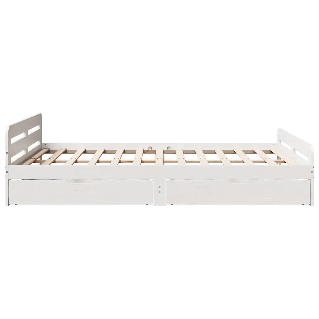 Letto senza Materasso Bianco 140x190 cm Legno Massello di Pino 3309051