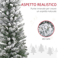 Albero di Natale Innevato 150 cm con 263 Rami e 120 Luci LED Bianco Caldo Verde