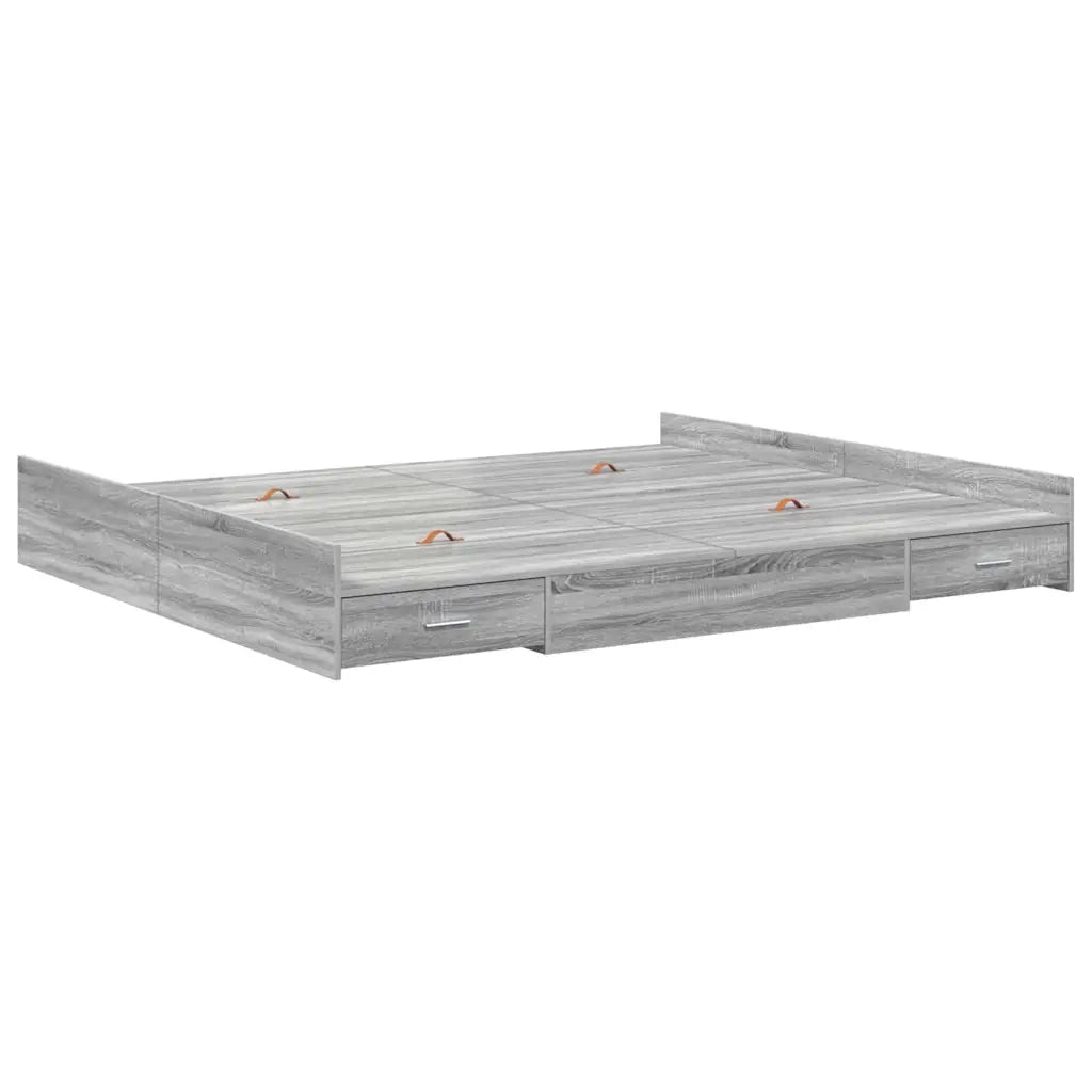 Struttura letto con contenitore Grigio Sonoma 200 x 200 cm 3335266