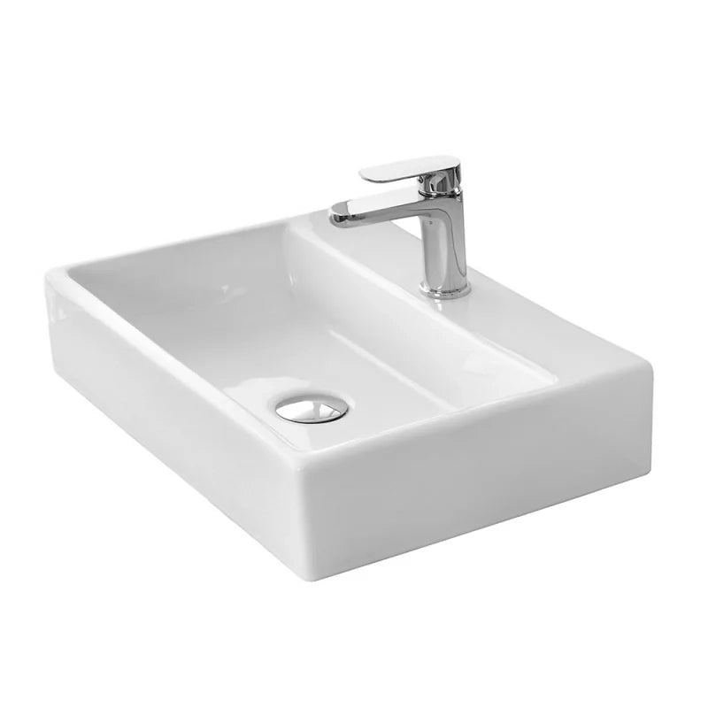 Lavandino da appoggio rettangolare 52x35 cm in ceramica lucida