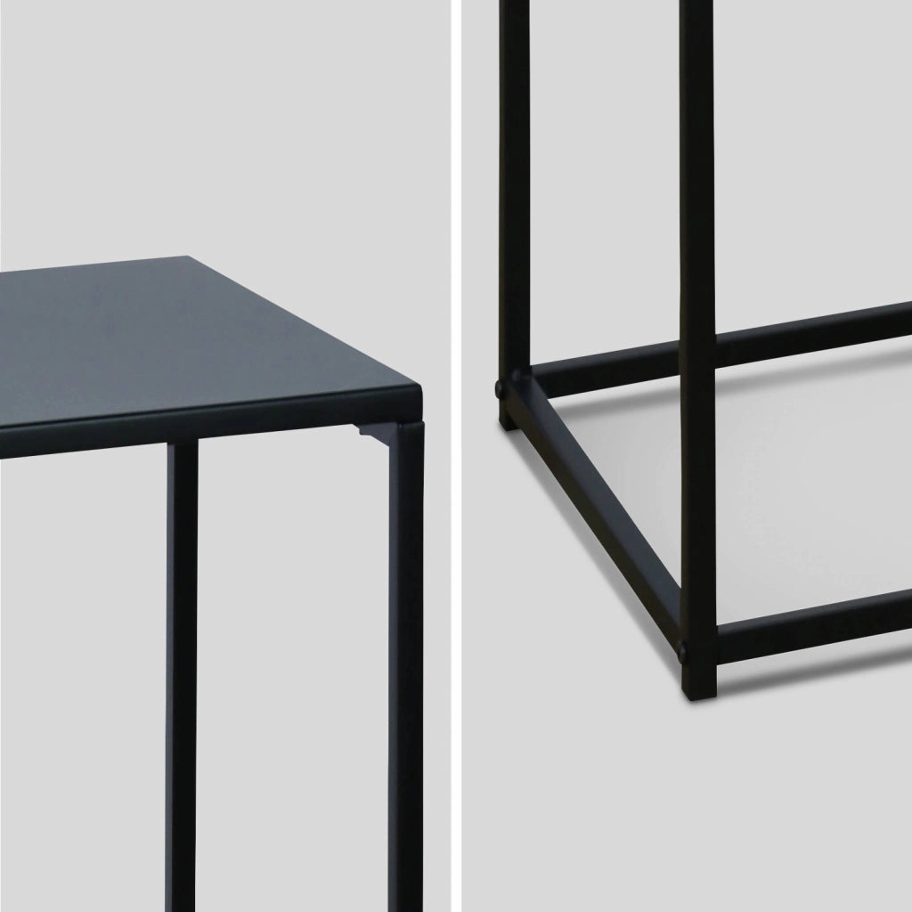 Set di 2 tavolini neri  per salotto, nero