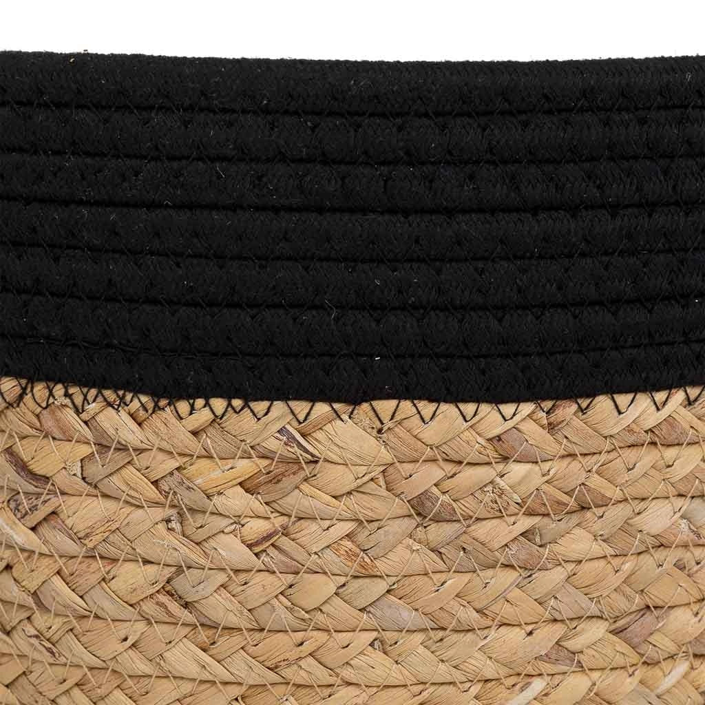 Cesto in fibra naturale e cotone nero d30x17/25h