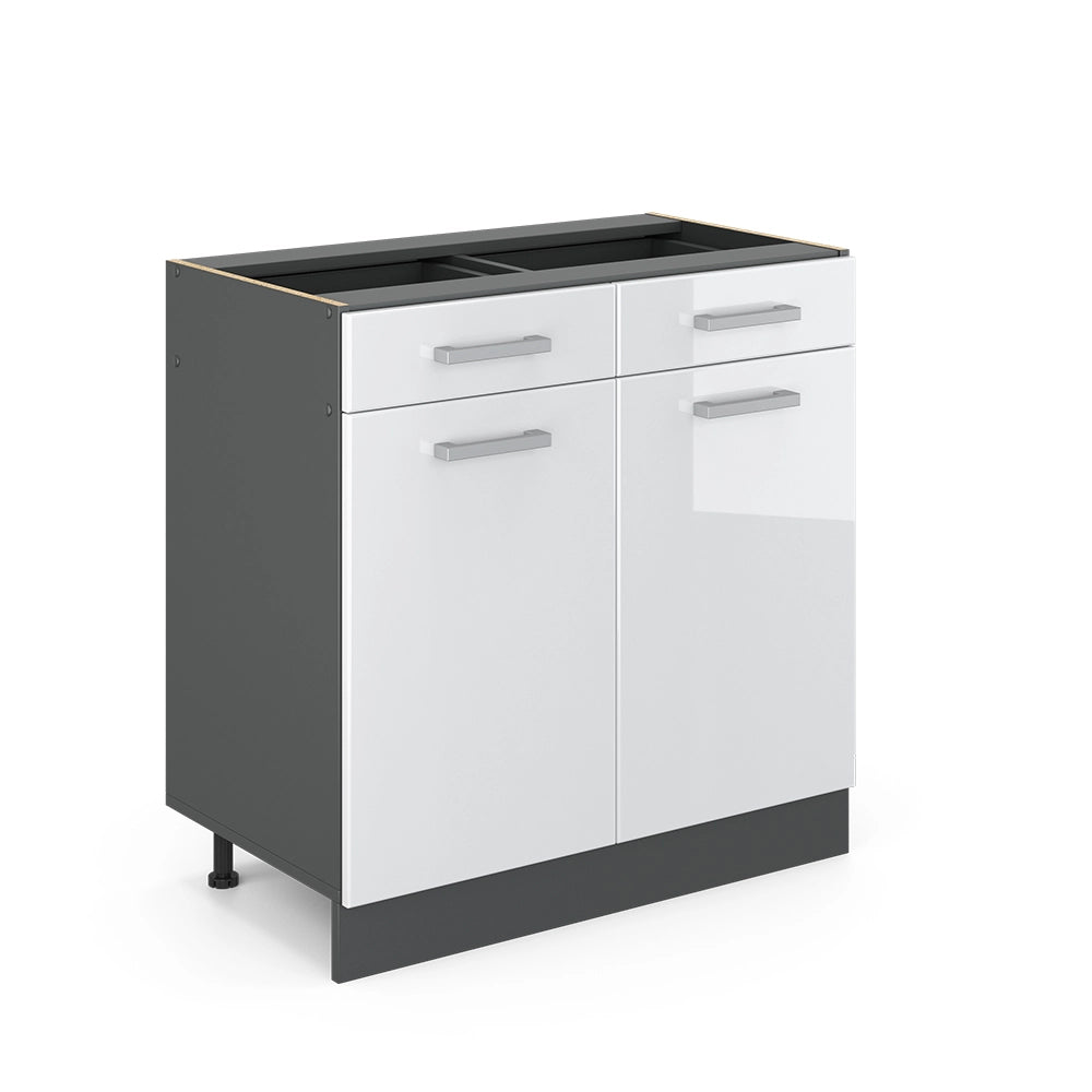 Vicco Mobiletto base per cucina Bianco lucido 80 cm senza piano di lavoro