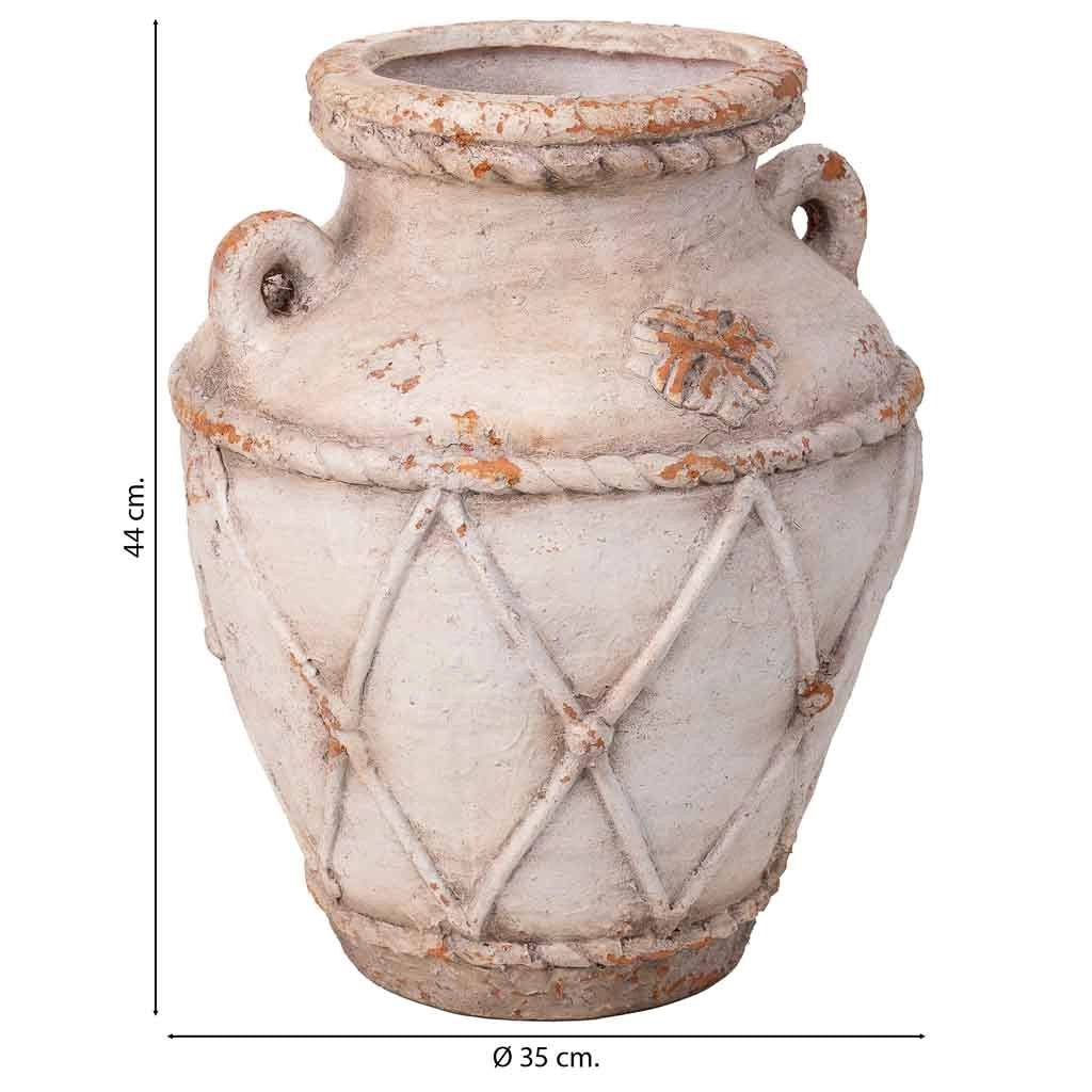 Vaso decorativo color pietra, 35x35x44h cm