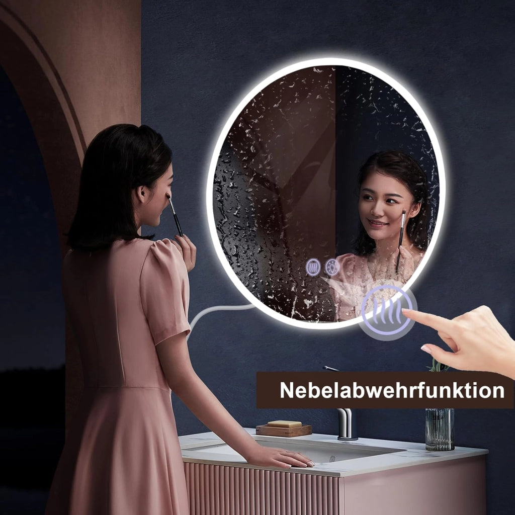 ZMH Specchio da Bagno Illuminato con Regolazione d'Intensità e Interruttore Touch