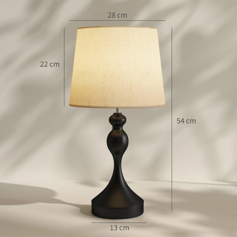 Lampada da tavolo a LED con 3 temperature di colore, lampada da comodino con porte di ricarica USB A+C, paralume in lino, nera