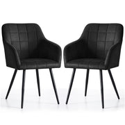 Set di 2 Sedie imbottite con cuciture quadrate LUXANO Nero gambe nere