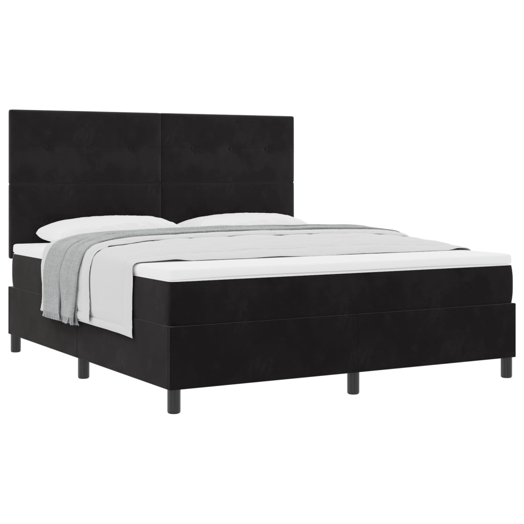 Letto Box Spring con Materasso Nero Super King Velluto