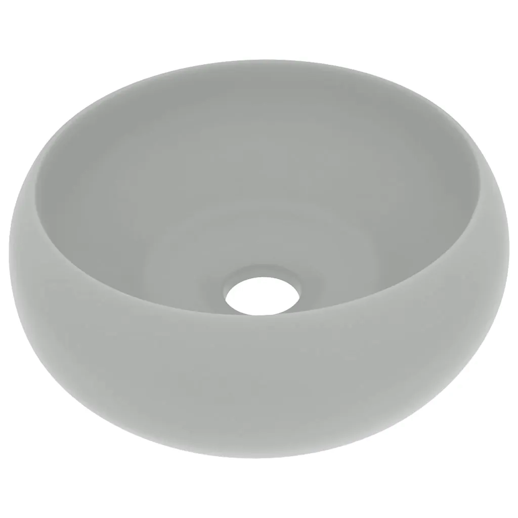 Lavandino Lusso Rotondo Grigio Chiaro Opaco 40x15cm in Ceramica cod mxl 42926