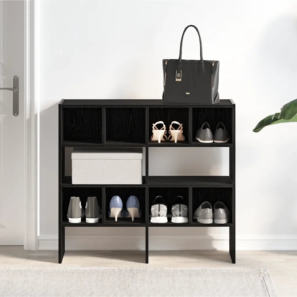 Scarpiere 2 pz Impilabili-Set di 2 Scaffale per scarpe Rovere Nero 89,5x30x40 cm