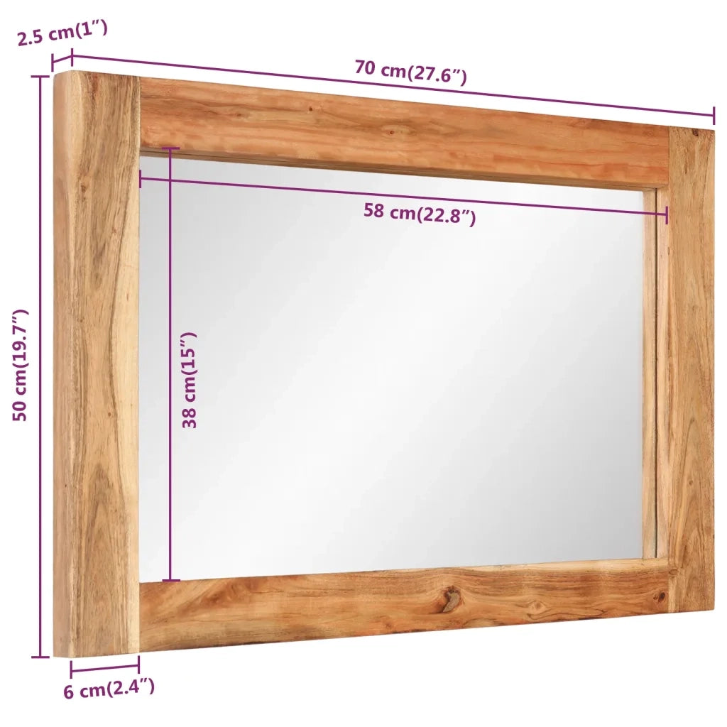 Specchio-Specchio Decorativo 70x50 cm in Legno Massello di Acacia e Vetro