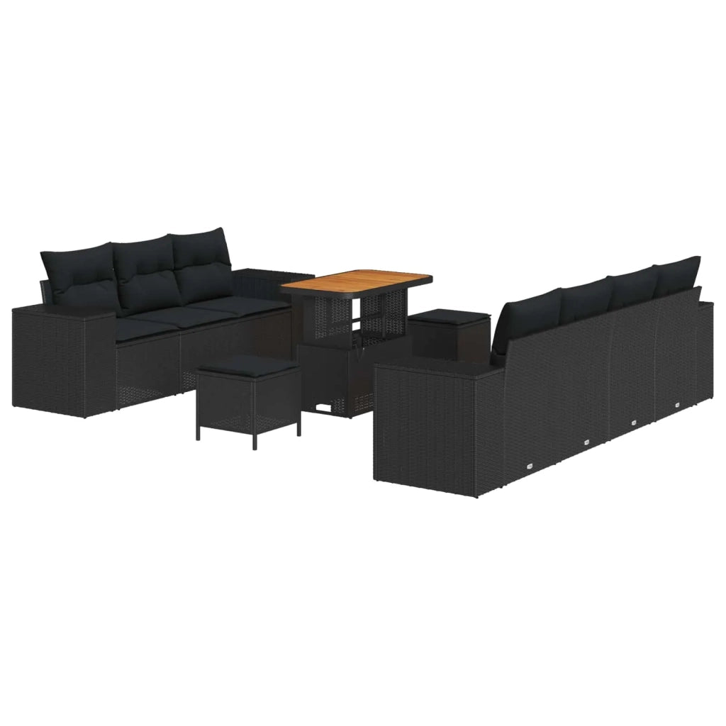 Set Divano da Giardino 10 pcs Nero polyrattan 3361969
