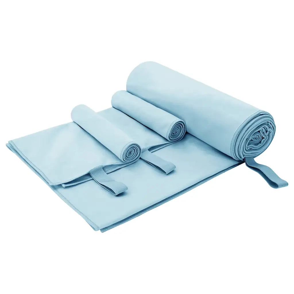 Set di Asciugamani Sportivi 3 pz | Teli per bagno Blu Poliestere e poliammide